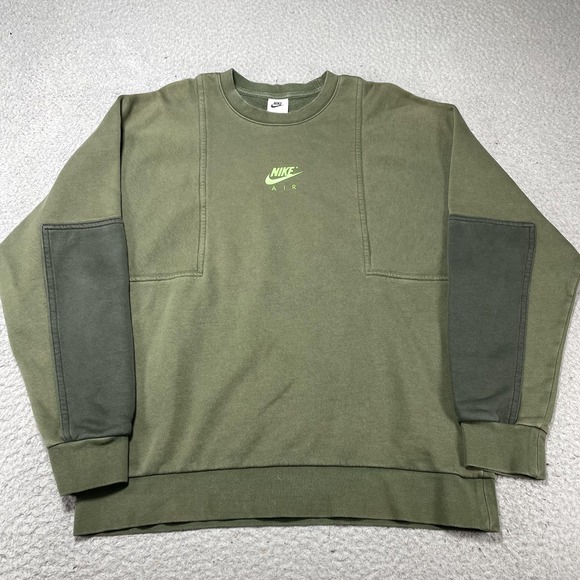 Nike Other - Nike Air Sweatshirt Mens Medium Green Fleece‎ Crewneck Pullover Graphic Slogan